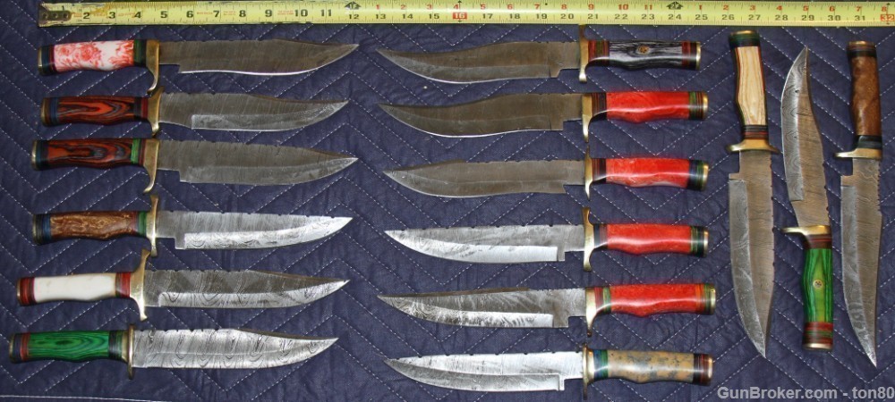 DEALER SPECIAL 20 CUSTOM HANDMADE DAMASCUS KNIVES 12 INCH WITH SHEATHS-img-0