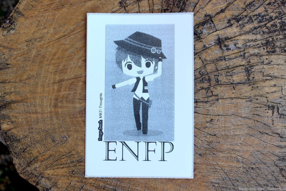 ENFP Boy B/W 4"x6" Thermal Sticker - Kawaii Anime Chibi - MBTI -Pongo Beach-img-0