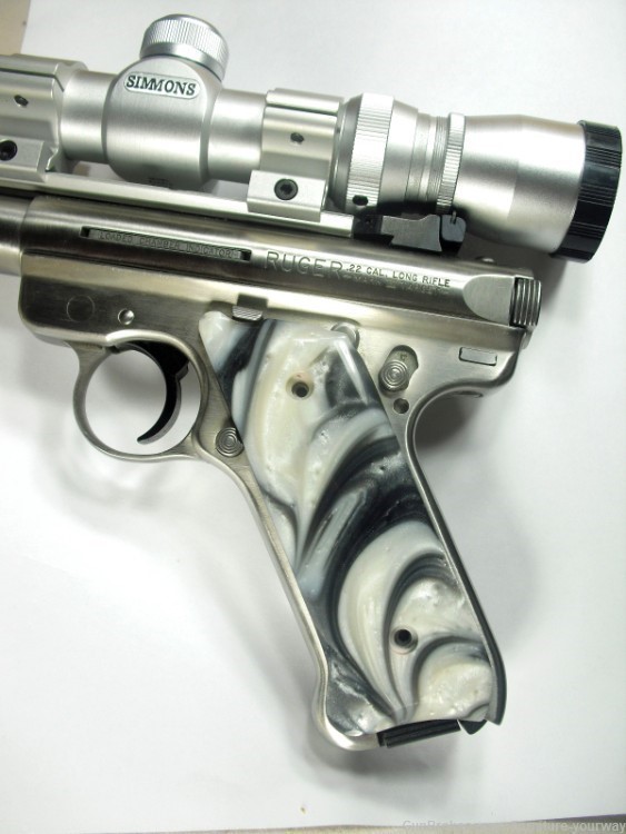 Silver & White Pearl Ruger Mark II/III Grips-img-1