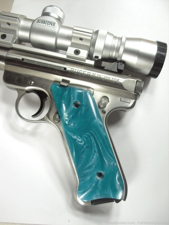 -Tiffany Blue Pearl Ruger Mark II/III Grips-img-1