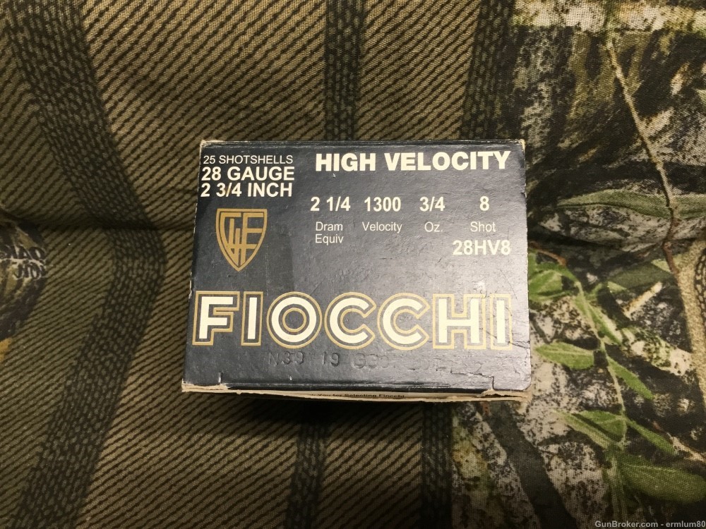 Fiocchi 28 Gauge  2.75" 3/4 oz #8 Shotshells 250 rounds-img-1