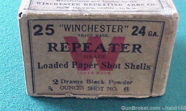 Vintage Winchester Repeater Paper Shot Shells 24 Ga 2 Pc Shotgun Box Empty-img-1