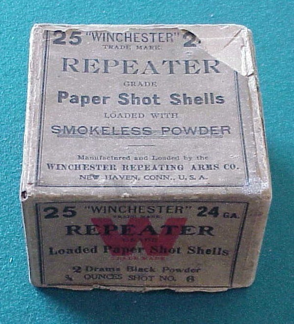 Vintage Winchester Repeater Paper Shot Shells 24 Ga 2 Pc Shotgun Box Empty-img-0