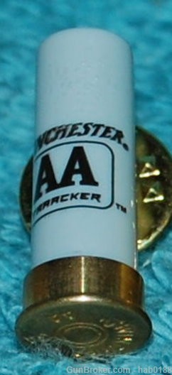 Winchester AA Shotgun Shell White Tie Hat Lapel Pin Pinback -img-0