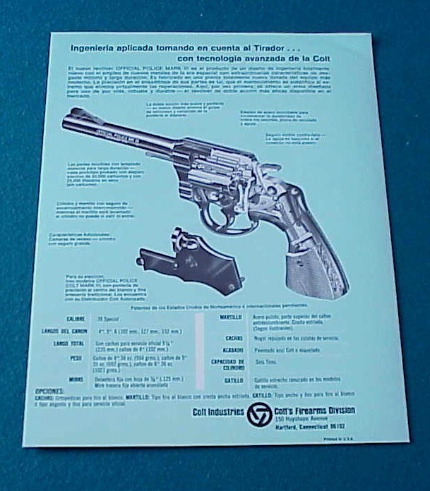 Colt Firearms Official Police Mark III Spanish Ad-img-1