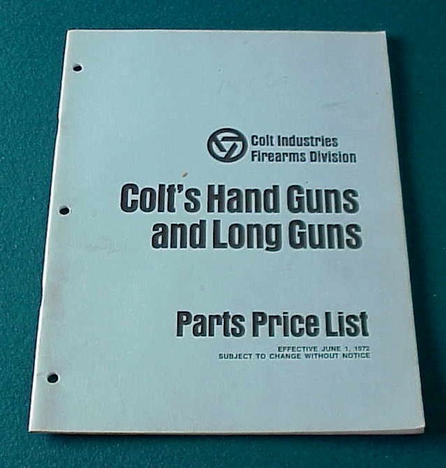 Original Colt Firearms 1972 Parts Price List-img-0