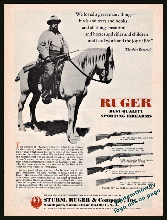 1977 RUGER M-77.44 Mag 10/22 No 1  3 Rifle Carbine AD Teddy Roosevelt-img-0