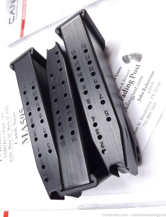 5 Canik 15 Shot Magazines for TP9 SF Elite, Mete Compact Pistols  $29 Free-img-2