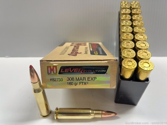 20 Rds Hornady Leverevolution 308 Marlin Exp.160gr FTX  New Condition!-img-0