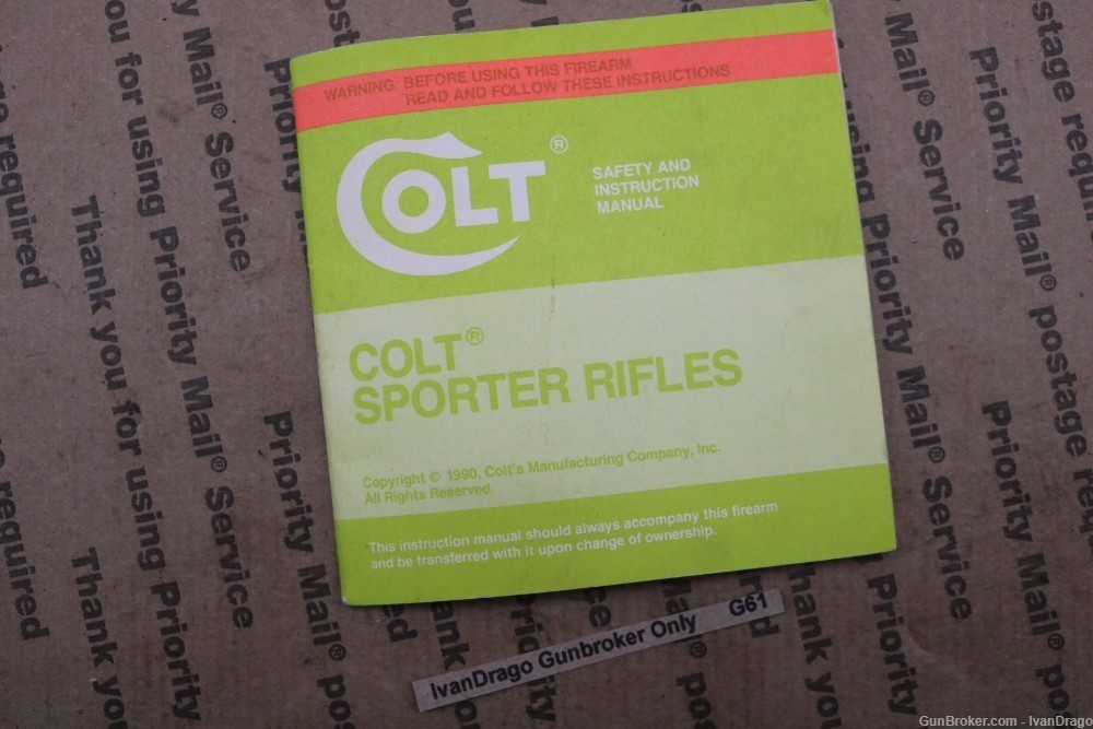 1990 Colt AR15 Instruction Manual PREBAN Kit 6601 Sporter HBAR Blue Label-img-0