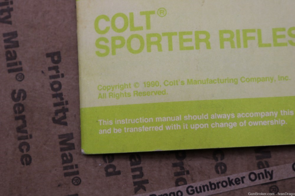 1990 Colt AR15 Instruction Manual PREBAN Kit 6601 Sporter HBAR Blue Label-img-1