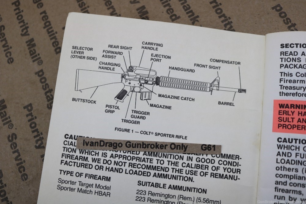 1990 Colt AR15 Instruction Manual PREBAN Kit 6601 Sporter HBAR Blue Label-img-4