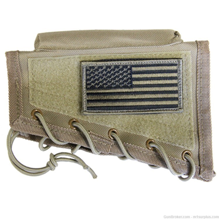 TAN Cheek Rest + USA FLAG Patch For Marlin Camp Carbine 1894 1895 22 Rifle-img-0
