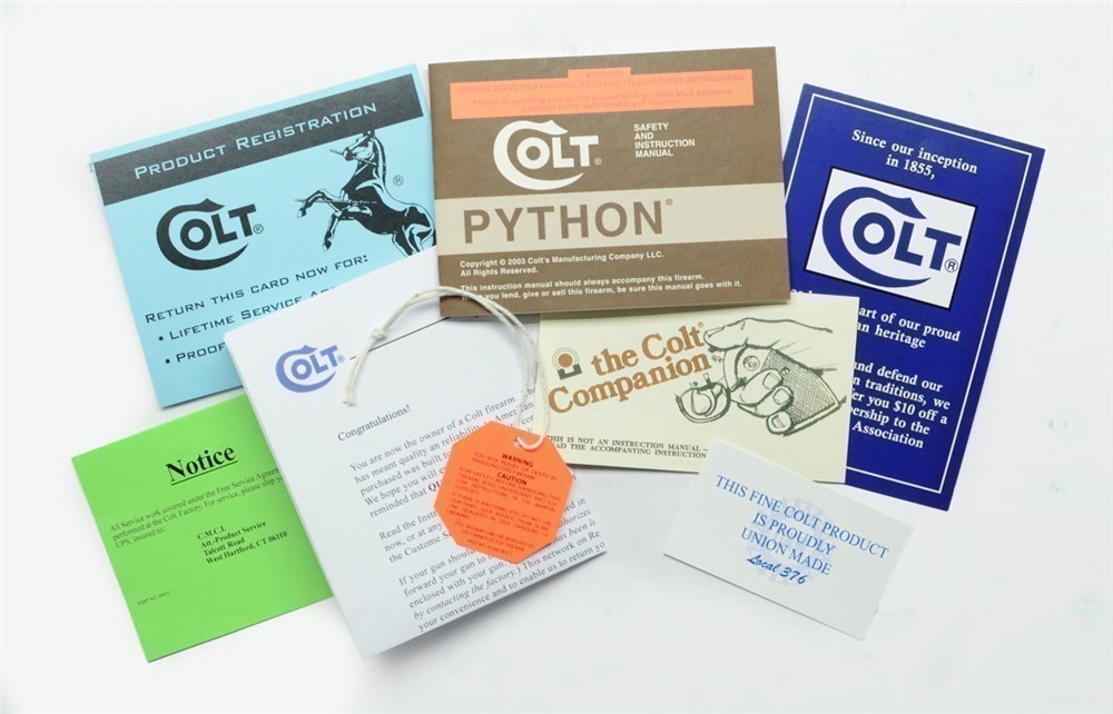 Colt Python Factory Paperwork Packet. 2003 Manual-img-0