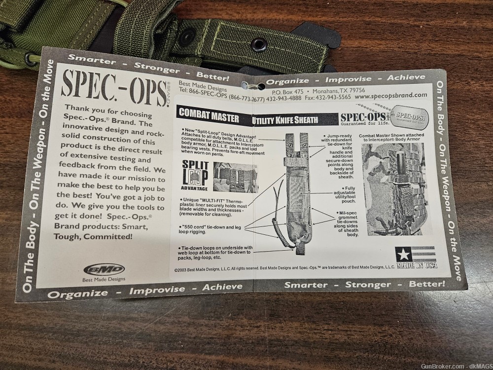 SPEC-OPS Brand Combat / Utility Knife Sheath for Up to 8in Blades ODG-img-4