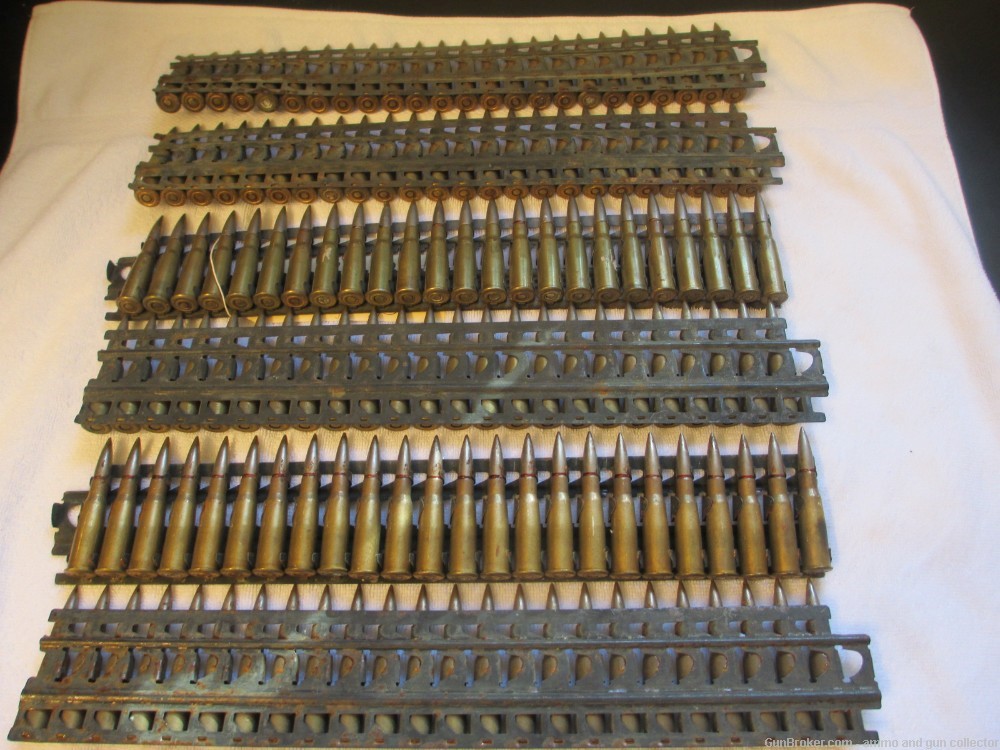 Six (6) Machine Gun feed strips of 8mm Lebel - 144 rounds, total-img-0
