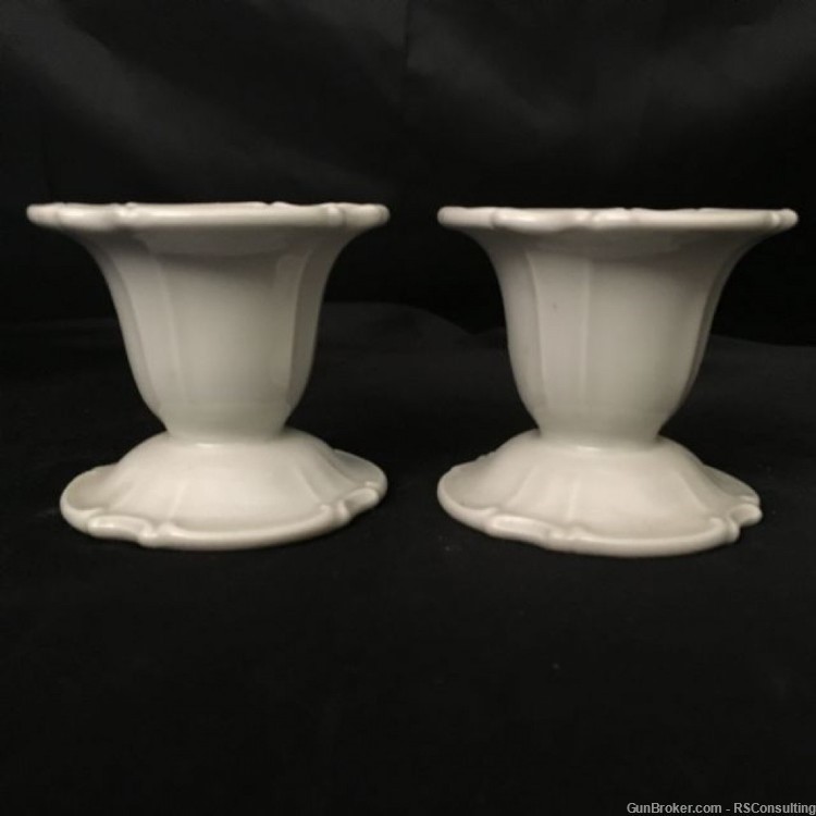 WWII SS Allach White Porcelain Candleholders Leuchter Pair # 55-img-0