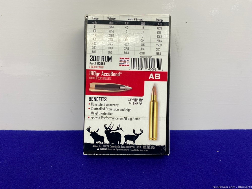 Nosler Trophy Grade 300 Rum 20 Rounds * POWERFUL ACCURACY *-img-6