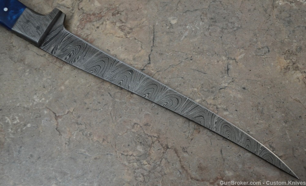 Custom Made Damascus Steel Hunting Fish Knife Texture Resin Handle(SK 118)-img-3