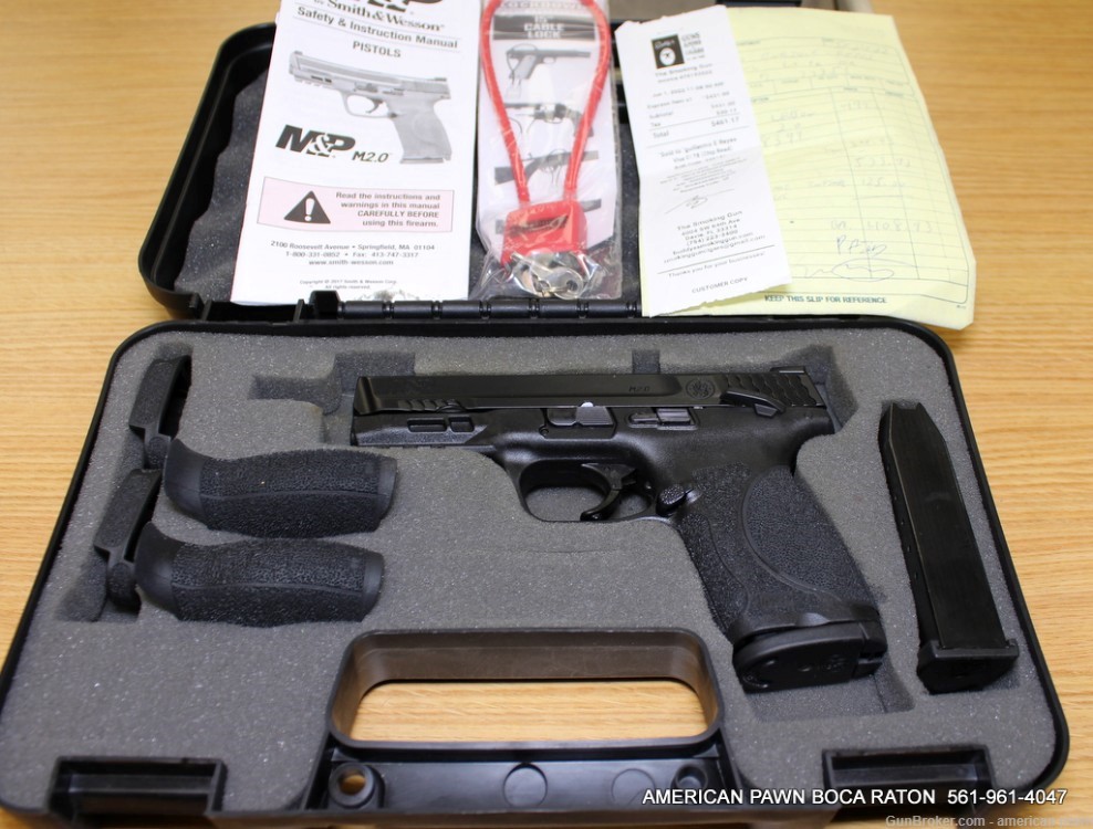 091117 smith & wesson m&p40 m2.0 compact 4" brl cal 40 pistol w/bx 2mg's -img-0