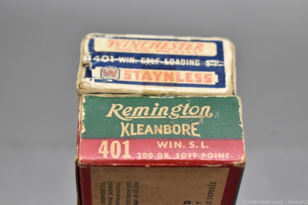 2 Full Boxes 40 Rds Vintage 401 Winchester Self Loading WSL Remington Win -img-3