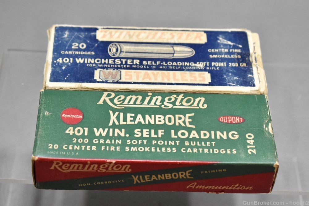 2 Full Boxes 40 Rds Vintage 401 Winchester Self Loading WSL Remington Win -img-0