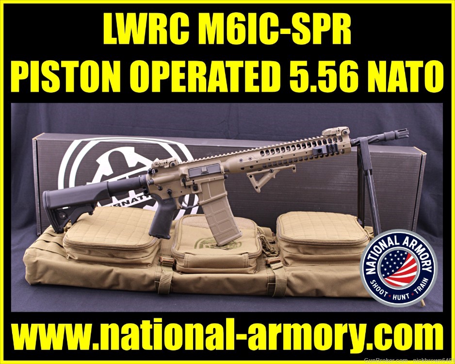 LWRC M6IC-SPR 5.56 NATO 16” BBL FDE 30+1 CAP PISTON W/ BOX AND SOFT CASE-img-0