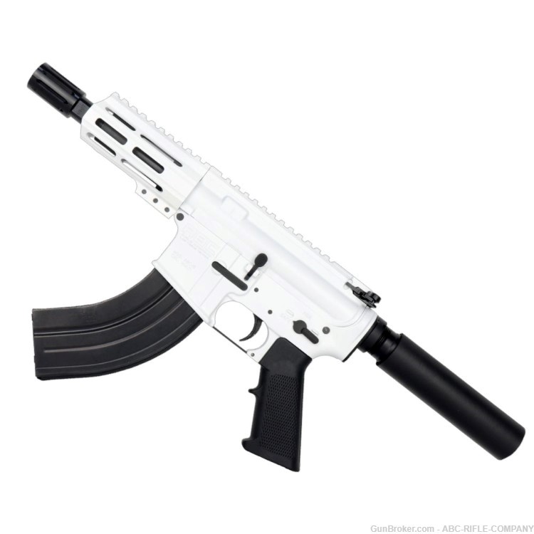 AR15 Micro 7.62x39 Pistol 5" Barrel 4" M-Lok Handguard -Storm Trooper White-img-1