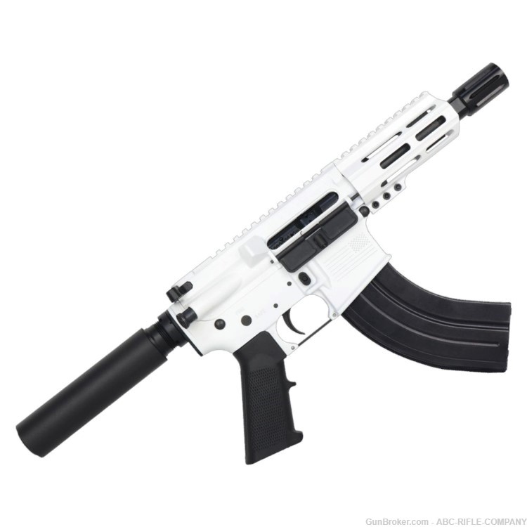 AR15 Micro 7.62x39 Pistol 5" Barrel 4" M-Lok Handguard -Storm Trooper White-img-0