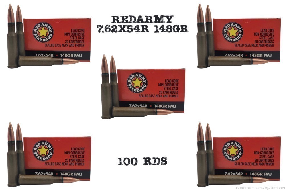 Red Army Standard - 7.62x54R - 148 Gr FMJ Ammunition 100rds-img-0