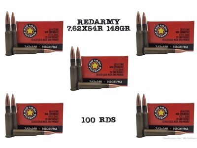 Red Army Standard - 7.62x54R - 148 Gr FMJ Ammunition 100rds