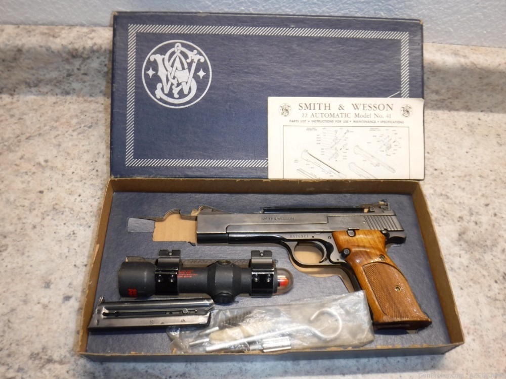 Smith & Wesson Model 41,  5.5" barrel, early single point red dot-img-0