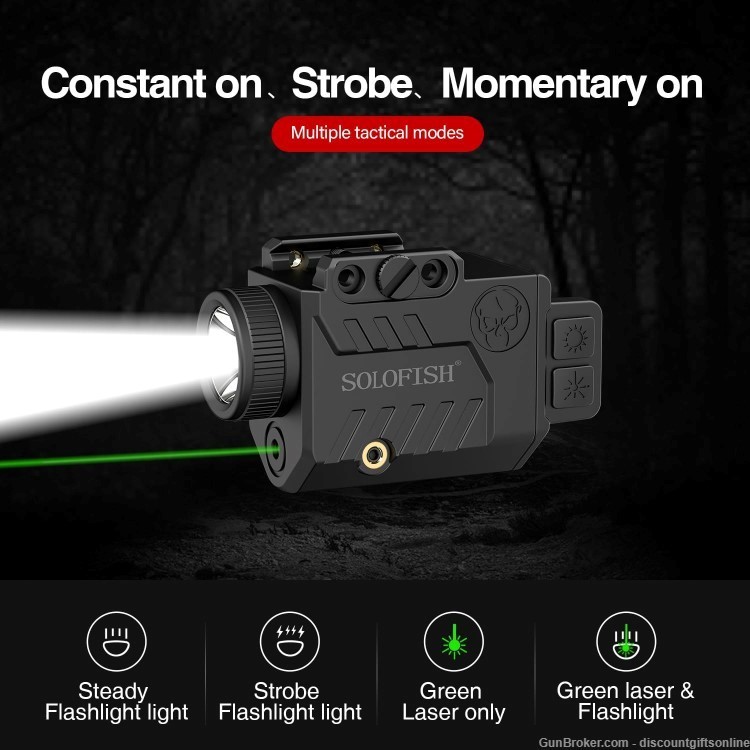 Solofish 600lm Pistol Light Laser Combo with Replaceable Battery-img-4