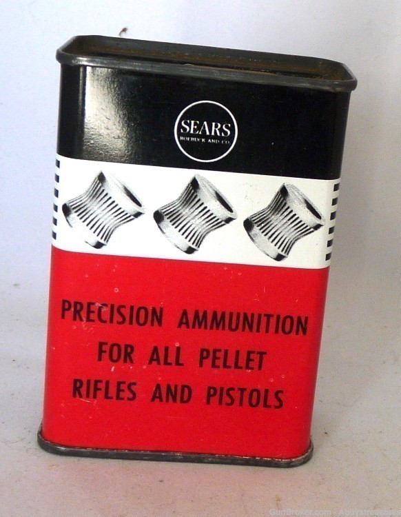 Vintage tin Sears Precision 500 22 Cl air rifle pellets 1907 Simpson Canada-img-0