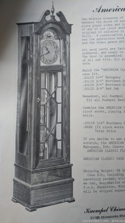 Kuempel "American Classic" NOS Grandfather Clock Kit.-img-0