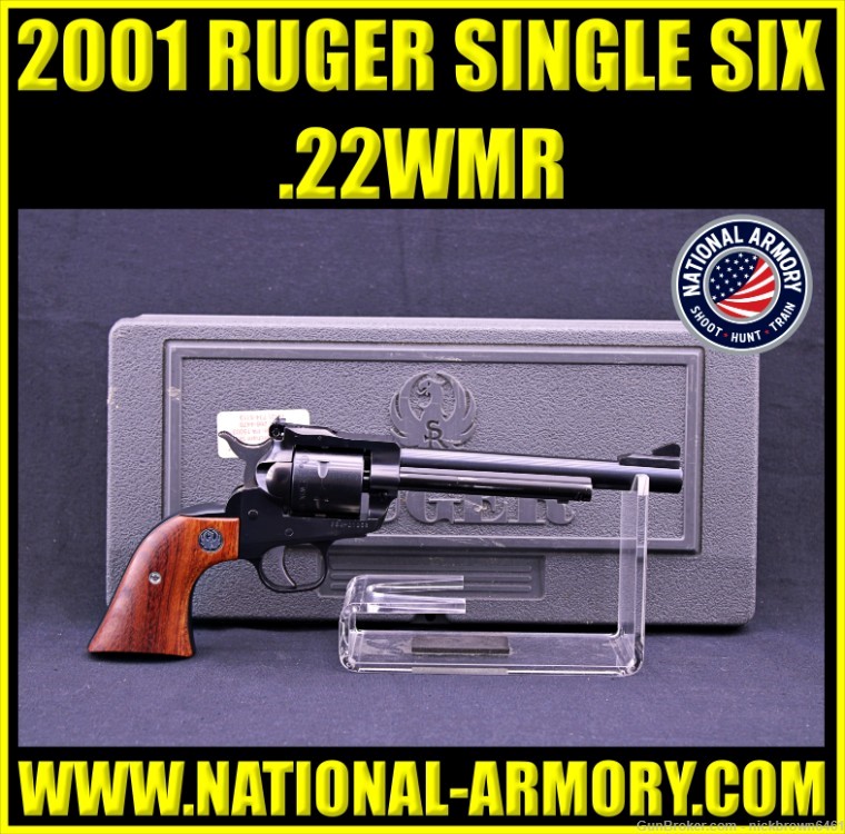 2001 RUGER SINGLE SIX 22 WMR 6.5" BBL BLUED 22 MAGNUM STRUM FACTORY CASE-img-0