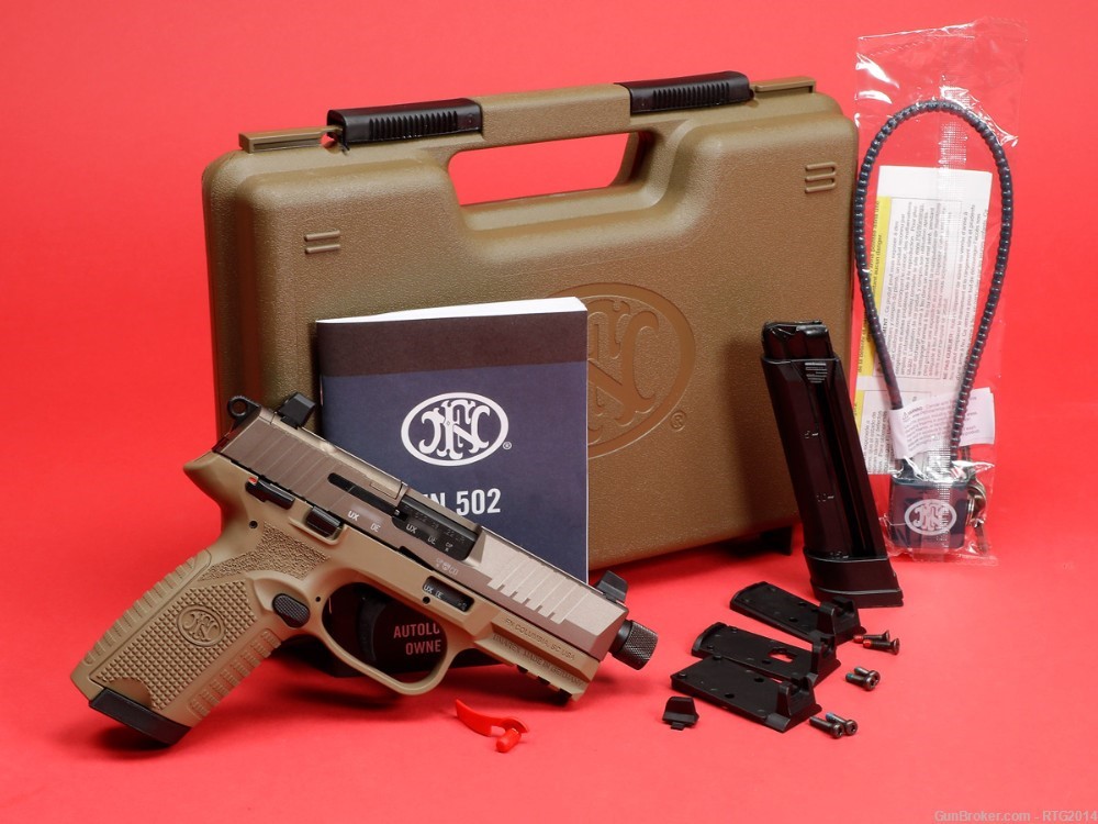 FN 502 Tactical FDE .22LR with 10rd & 15rd Mags NIB, FastShip-img-0
