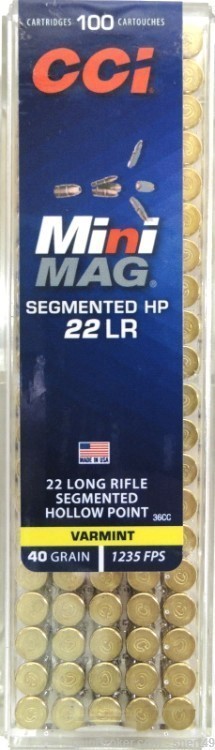 CCI Mini-Mag 22 LR 40 gr Segmented Hollow Point 100 Rd Box #36CC NEW BATCH!-img-2
