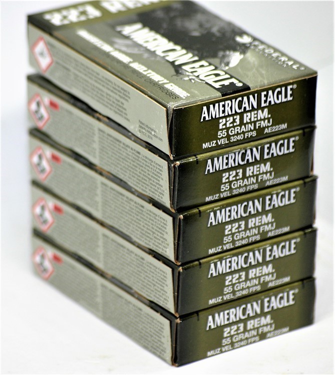 223 100 Rounds Federal American Eagle 55 Grain FMJ BT REM FMJ-img-0
