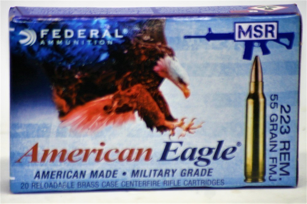 223 100 Rounds Federal American Eagle 55 Grain FMJ BT REM FMJ-img-1
