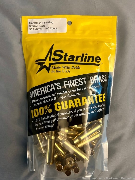 Starline 308 MATCH SRP brass, 308 Win Small Rifle Primer brass- 100 count-img-1