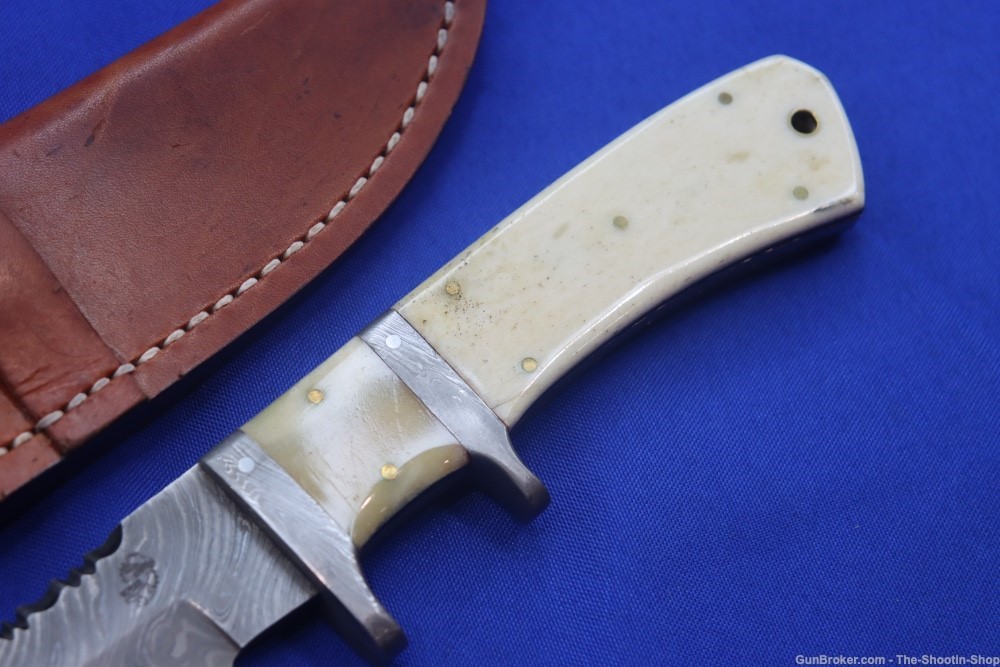 Knives Ranch Custom Bowie Knife Damascus Blade Hunter Bone Handle Leather -img-24