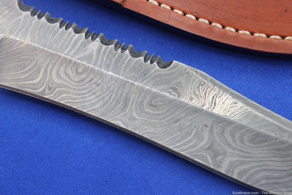 Knives Ranch Custom Bowie Knife Damascus Blade Hunter Bone Handle Leather -img-8