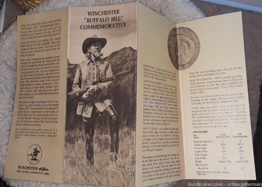 WINCHESTER 94 Buffalo Bill Commemorative Reprinted Brochure-img-1