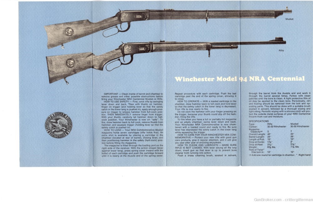 Winchester 94 - Commemorative DOCS & Hang Tag for either NRA -img-3
