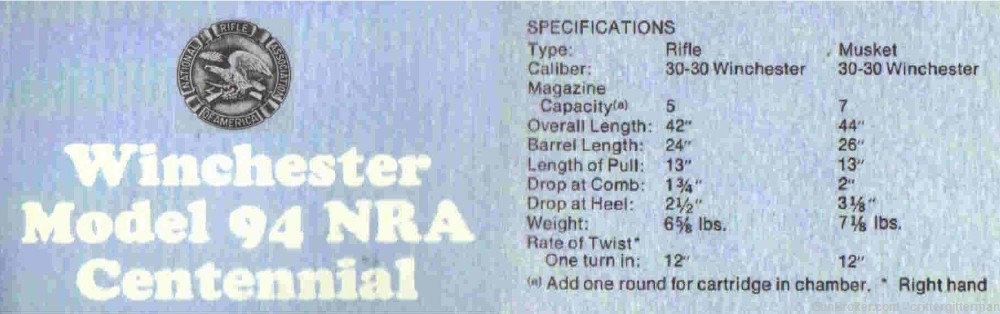 Winchester 94 - Commemorative DOCS & Hang Tag for either NRA -img-1