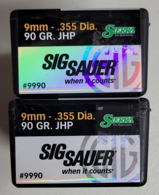Sig Sauer V-Crown 9mm .355 90gr jhp projectiles lot of 200 9990-img-0