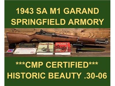 M1 GARAND SPRINGFIELD CMP 1943 GORGEOUS BATTLE RIFLE GARAND EXTRAS