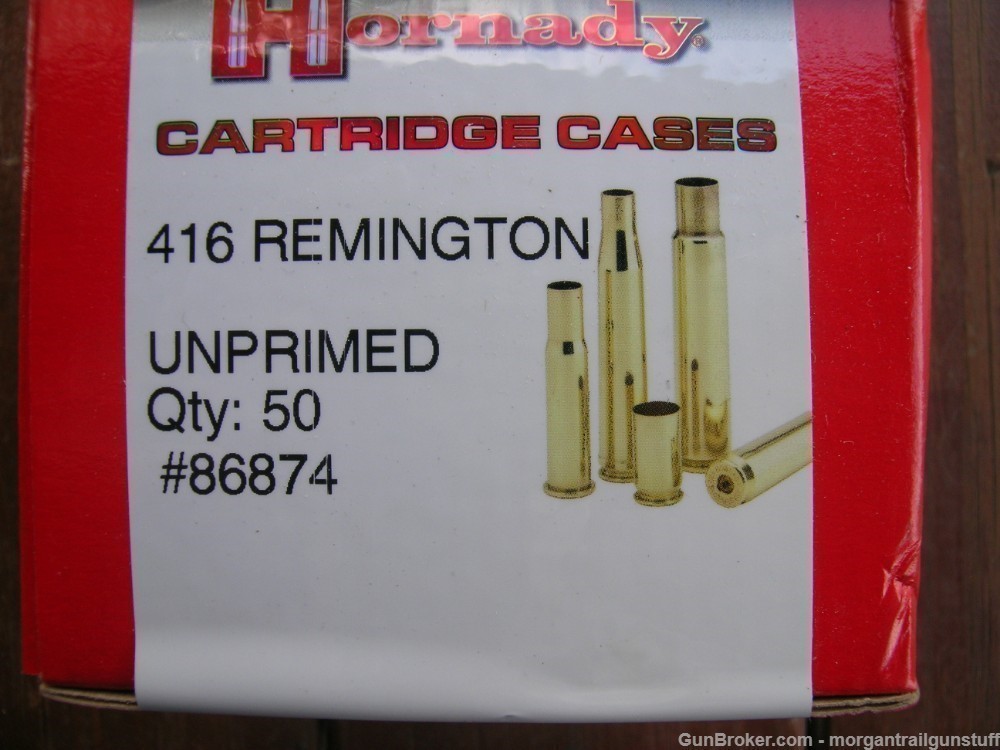 Hornady 416 Rem New Unprimed Brass 50 Pieces-img-0
