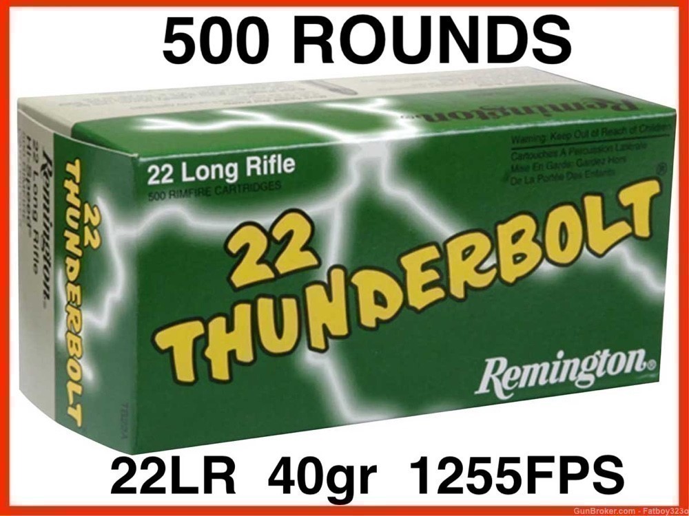 500 Rounds - Remington Thunderbolt 22 Long Rifle 40 Grain Lead Round Nose-img-0